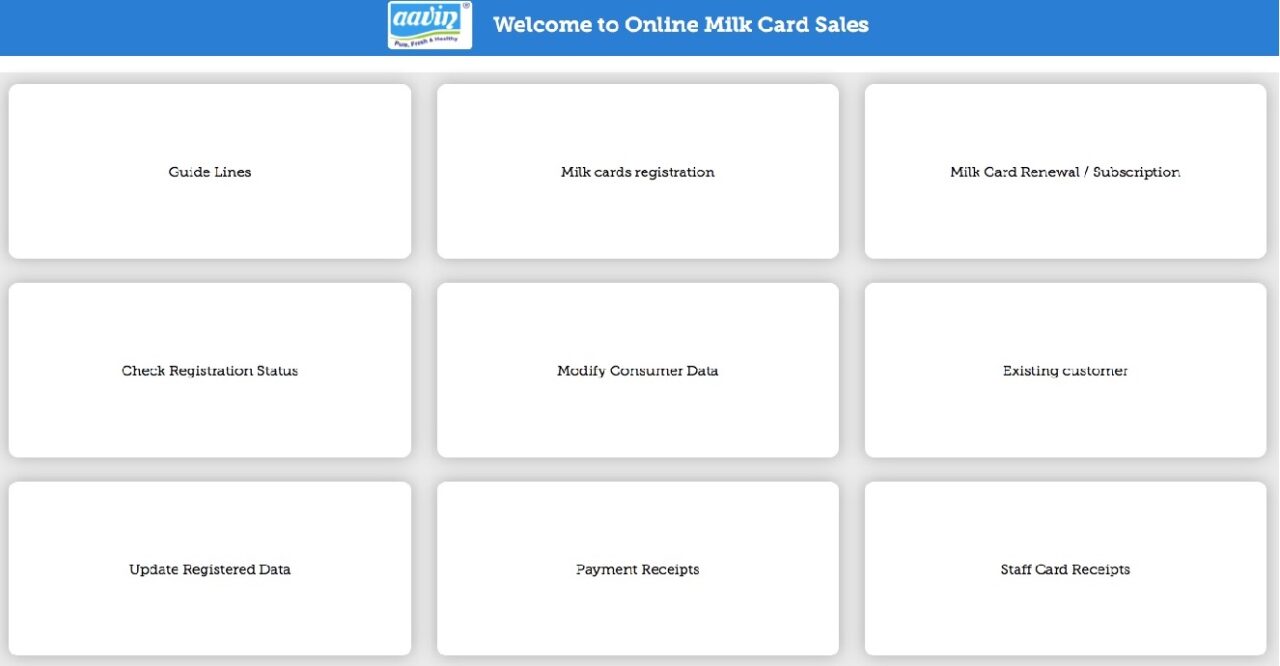 Aavin Online Milk Card Sales 