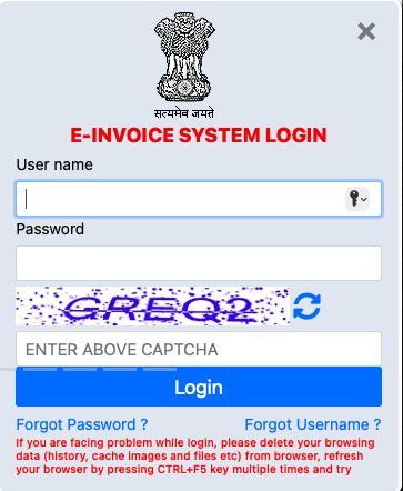 eInvoice Portal Login