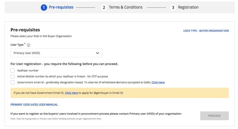 GeM Buyer Registration