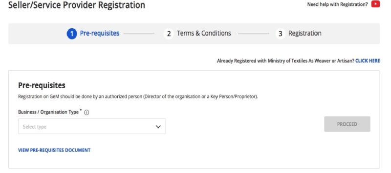 GeM Seller Registration