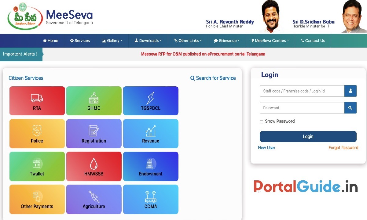 MeeSeva Telangana Portal