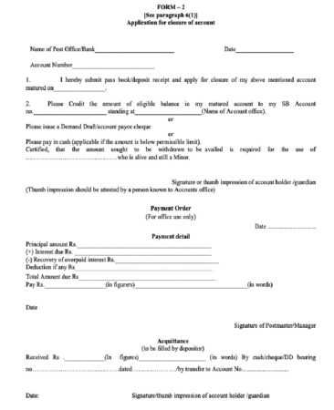 MSSC Application Form for Closure of Account